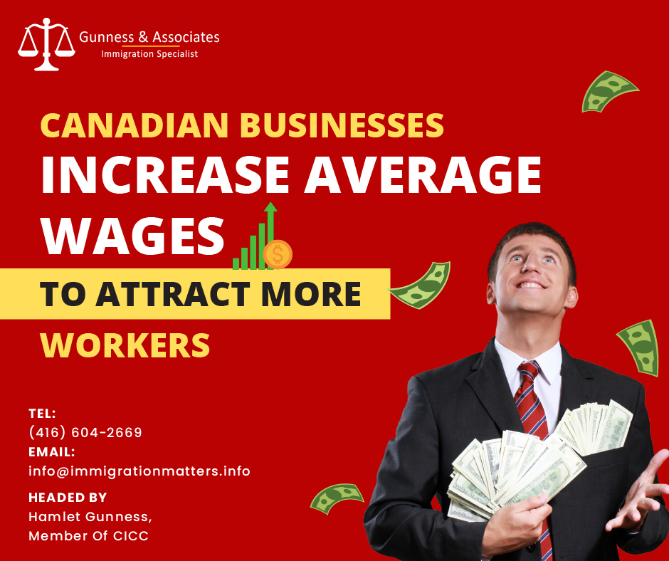 Canadian businesses increase average wages to attract more workers due to the severe labor shortages, Canadian employers offer higher wages to employees to attract more workers. In 2022, average wages increased by 3.4 percent to hit $1,173.90 weekly. With the labor market in Canada being so competitive, foreign nationals have a unique chance to seize this opportunity and gain permanent residency through the numerous economic immigration programs. According to the latest update from Statistics Canada, job vacancies stayed high in December, with overall job vacancies at 848,800. While the number of job vacancies in transportation, warehousing, finance, and insurance declined, healthcare and social assistance experienced a surge in open positions. Canadian businesses increase average wages in the following sectors: Industries that produce products and services Health care and social assistance Finance and insurance Construction Payroll Employment in Goods and Service producing sectors: In December, the services-producing sector increased payroll employment by 72,400 (+0.5%). Payroll employment in the goods sector increased by 13,600 (+0.4%), Health care and social assistance payroll employment increase: Health care and social assistance payroll employment increased by 26,500 (+1.2%) in December. This was the fourth consecutive month of increase. Seven provinces increase in payroll employment in this industry in December 2022, with Quebec (+8,800; +1.7%), Ontario (+5,600; +0.7%), British Columbia (+4,600; +1.5%), and Alberta (+3,800; +1.6%) taking the lead. There was a small decline in Newfoundland and Labrador (-100; -0.3%). General medical and surgical hospitals have seen the biggest rise (+6,900; +1.2%), followed by outpatient care centers (+3,700; +2.3%), and individual and family services (+3,100; +1.7%). These three industries made up about 40% of total payroll employment in the sector. Payroll employment in the finance and insurance sector: With continued month-over-month growth in the industry, payroll employment in the finance and insurance sector increased by 13,800 (+1.7%) in December, capping off 2022. Payroll employment in the industry increased on a yearly basis by 59,000 (+7.6%) in December. Gains from month to month were centered in Ontario (+6,700; +1.7%) and Quebec (+4,800; +2.8%) in December. On a national level, payroll employment increased in 7 out of the 11 industries in the sector in December, with insurance carriers (+4,100; +2.6%), agencies, brokerages, and other insurance-related businesses (+2,400; +2.5%), and intermediation and brokerage of securities and commodity contracts (+2,100; 4.0%) leading the way. Increases construction payroll employment: Construction payroll employment rose for the fourth straight month in December (+11,500; +1.0%), bringing the year-to-date increases to 40,600 (+3.6%) since September. Alberta (+2,500; +1.4%) and Ontario (+4,800; +1.2%) registered the biggest monthly gains in construction in December. Highway, street, and bridge construction (+2,700; +4.9%), foundation, structure, and building contractors (+2,600; +1.9%), and building machinery contractors (+2,100; +0.7%) all led to the sector's monthly gains nationally. The only sector to experience a month-over-month decline in December was residential building construction (-2,400; -1.4%), which coincided with a 2.1% decline in residential building investments during the same month. Average wages increased by 3.4% Average weekly wages increased by 3.4% to $1,174 in December on an annual basis, which is less than the 4.0% growth recorded in November. The largest proportional increase in average weekly earnings was reported in the: Newfoundland and Labrador (+6.7%, to $1,177), New Brunswick (+4.6%, to $1,078) and Quebec (+4.5%, to $1,130). Job vacancies up in health care and social assistance In December, there were 149,800 job vacancies in the health care and social assistance sectors, an increase of 18,200 (+13.8%) that more than recorded for the drop in November (-19,400; -12.8%). Since the start of the pandemic, job openings in the sector have more than doubled, accounted 17.7% of all vacancies in December, up from 13.6% in February 2020. From February 2020 to December 2022, payroll employment in social assistance and health care increased as well, but at a much slower rate. As a consequence, the sector's job vacancy rate increased from 3.5% in February 2020 to 6.2% in December, which was the third-highest of all sectors. 5 top sectors for job vacancies Job vacancies held steady in 14 sectors in December, including 5 sectors that together accounted for nearly half (49.0%) of all vacancies in the month: accommodation and food services (108,800 job vacancies); retail trade (100,200); construction (77,400); manufacturing (71,700); and professional, scientific, and technical services (58,100). Want to know more details about “Canadian businesses increase average wages to attract more workers” you can contact one of our immigration specialists at Gunness & Associates. Tel: (416) 604-2669 Email: info@test2.immigrationmatters.info Gunness & Associates has helped thousands of people successfully immigrate to Canada with their families. Our skilled and experienced immigration experts have the expertise to accurately examine your case and advise you on the best method of proceeding to best serve your needs. For honest and straightforward advice, contact the experts at Gunness & Associates. Get a free Assessment Join our newsletter and get up-to-date immigration news Click here All rights reserved ©2022 Gunness & Associate