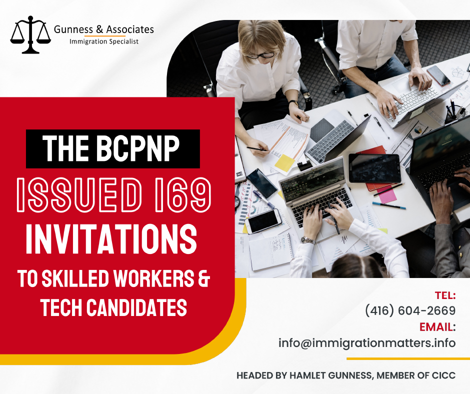 On February 28, 2023, British Columbia issued new invitations in the Skilled Workers International Graduate categories of the British Columbia Provincial Nominee Program (BCPNP). In the Tech-targeted draw, BC issued 145 invitations with a minimum score of 83 points. In the Childcare-targeted draw for early childhood educators (NOC 42202), the province invited 18 candidates who scored 60 points. In the Healthcare-targeted draw, the province issued six invitations. In this draw, the province invited up to 169 candidates. Including this draw, in 2023, British Columbia issued 2,031 invitations. Details of the BC PNP draw for Skilled workers and Tech Candidates British Columbia allows 169 skilled workers February 28, 2023, the chance to apply for permanent residence in Canada. The following are the draw's specifics, including the number of invitations and the minimum score required in each category: Number of Invitations Stream Minimum Score Description 145 Skilled Worker, International Graduate (includes EEBC option) 83 Targeted draw: Tech 18 Skilled Worker, International Graduate (includes EEBC option) 60 Targeted draw: Childcare: Early childhood educators and assistants (NOC 42202) 6 Skilled Worker, International Graduate (includes EEBC option) 60 Targeted draw: Healthcare Total Invitations: 169 BC PNP Draw: Tech Occupations 10030 Telecommunication carriers managers 20012 Computer and information systems managers 21100 Physicists and astronomers 21210 Mathematicians, statisticians, and actuaries 21211 Data scientists 21220 Cybersecurity specialists 21221 Business systems specialists 21222 Information systems specialists 21223 Database analysts and data administrators 21230 Computer systems developers and programmers 21231 Software engineers and designers 21232 Software developers and programmers 21233 Web designers 21234 Web developers and programmers 21300 Civil engineers 21301 Mechanical engineers 21310 Electrical and electronics engineers 21311 Computer engineers (except software engineers and designers) 21320 Chemical engineers 21399 Other professional engineers 22110 Biological technologists and technicians 22220 Computer network and web technicians 22221 User support technicians 22222 Information systems testing technicians 22310 Electrical and electronics engineering technologists and technicians 50011 Managers – publishing, motion pictures, broadcasting, and performing arts 22312 Industrial instrument technicians and mechanics 51111 Authors and writers (except technical) 51112 Technical writers 51120 Producers, directors, choreographers, and related occupations 52119 Other technical and coordinating occupations in motion pictures, broadcasting, and the performing arts 52112 Broadcast technicians 52113 Audio and video recording technicians 52120 Graphic designers and illustrators 53111 Motion pictures, broadcasting, photography, and performing arts assistants and operators BC PNP Draw: Healthcare occupations 30010 Managers in healthcare 31300 Nursing coordinators and supervisors 31301 Registered nurses and registered psychiatric nurses 31102 General practitioners and family physicians 31110 Dentists 31201 Chiropractors 31120 Pharmacists 31121 Dietitians and nutritionists 31112 Audiologists and speech-language pathologists 31203 Occupational therapists 32120 Medical laboratory technologists 32103 Respiratory therapists, clinical perfusionists, and cardiopulmonary technologists 32121 Medical radiation technologists 32122 Medical sonographers 32123 Cardiology technologists and electrophysiological diagnostic technologists 32110 Denturists 32111 Dental hygienists and dental therapists 32101 Licensed practical nurses 32102 Paramedical occupations 41300 Social workers 42201 Social and community service workers 31100 Specialists in clinical and laboratory medicine 31101 Specialists in surgery 31302 Nurse practitioners 31303 Physician assistants, midwives, and allied health professionals 32103 Respiratory therapists, clinical perfusionists, and cardiopulmonary technologists 31209 Other professional occupations in health diagnosing and treating 31202 Physiotherapists 31204 Kinesiologists and other professional occupations in therapy and assessment 32120 Medical laboratory technologists 32129 Other medical technologists and technicians 32112 Dental technologists and technicians 32200 Traditional Chinese medicine practitioners and acupuncturists 32109 Other technical occupations in therapy and assessment 33100 Dental assistants and dental laboratory assistants 31200 Psychologists 41301 Therapists in counseling and related specialized therapy 33102 Nurse aides, orderlies, and patient service associates (only health care assistants/health care aides are eligible under NOC 33102). How does the BC PNP work? The Immigration Programs Branch of the Government of British Columbia administers the BC Provincial Nominee Program (BC PNP), an economic immigration program. The province can select and nominate foreign workers, students, and entrepreneurs through the program in order to promote government priorities, fill labor market gaps and expand the province's economy. You and your family can apply to IRCC to become permanent residents of Canada if you are nominated. Key Selection factors of BC PNP draws ITAs with a focus on the skills Candidates for immigration streams may be selected based on one or more of the selection criteria, including : Education: level, the field of study, and location of completion Professional designations that are acceptable in BC language proficiency Occupation duration and level of work experience a job offer's salary and/or level of expertise want to settle down in a certain area and live there Strategic priorities are components that support government pilot programs and initiatives or address particular labor market needs in British Columbia. Want to know more details about “British Columbia invited up to 237 candidates in the new BC PNP draw” you can contact one of our immigration specialists at Gunness & Associates. Tel: (416) 604-2669 Email: info@test2.immigrationmatters.info Gunness & Associates has helped thousands of people successfully immigrate to Canada with their families. Our skilled and experienced immigration experts have the expertise to accurately examine your case and advise you on the best method of proceeding to best serve your needs. For honest and straightforward advice, contact the experts at Gunness & Associates. Get a free Assessment Join our newsletter and get up-to-date immigration news Click here All rights reserved ©2022 Gunness & Associate