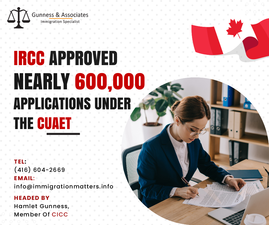 IRCC approved nearly 600,000 applications under the CUAET on March 7, 2023, Immigration, Refugees and Citizenship Canada (IRCC) updated the number of Ukrainian newcomers arriving in Canada under the Canada-Ukraine authorization for emergency travel (CUAET).  According to the latest update, between January 1, 2022, and March 5, 2023, 24,382 Ukrainians arrived in Canada by land, and 153,576 Ukrainians reached by air. Between March 17, 2022, and March 2, 2023, IRCC received 903,439 applications under the CUAET. In total, IRCC has approved 592,405 applications from Ukrainian nationals. Canada-Ukraine authorization for emergency travel measures The Canada-Ukraine authorization for emergency travel (CUAET) measures has been created by IRCC in support of those affected by the Russian invasion of Ukraine in order to help Ukrainians and their family members in immigrating to Canada as soon as possible and give them the opportunity to work and study while there. The CUAET measures also provide people already residing in Canada with the option to extend their visitor status, work visa, or study permit so they can continue their stay temporarily. Canada-Ukraine authorization for emergency travel (CUAET)  One of the many unique measures the Canadian government has taken to help the people of Ukraine is the Canada-Ukraine authorization for emergency travel (CUAET). It offers free, extended temporary status to Ukrainians and their families, enabling them to live, work, and study in Canada until it is safe for them to return home. They can enter Canada and stay there for up to three years with the CUAET. Who can apply for CUAET?  Ukrainian nationals, as well as their family members, such as their spouse, common-law partner, children, and children of their children, as well as children of a dependent child of a Ukrainian nation. Benefits and features of the CUAET  Ukrainians and their families coming to Canada from overseas:  can apply for a free visitor visa and may be granted permission to remain in Canada for 3 years as compared to the typical six-month permitted stay for visitors. have the opportunity to submit a free open work permit application along with their visa application, allowing them to find work as soon as possible. will have their electronic visa application processed in 14 days for typical, non-complex cases after submitting a complete application. Want to know more details about “Canada remains one of the top immigration destinations” you can contact one of our immigration specialists at  Gunness & Associates. Tel: (416) 604-2669  Email: info@test2.immigrationmatters.info Gunness & Associates has helped thousands of people successfully immigrate to Canada with their families. Our skilled and experienced immigration experts have the expertise to accurately examine your case and advise you on the best method of proceeding to best serve your needs. For honest and straightforward advice, contact the experts at Gunness & Associates. Get a free Assessment  Join our newsletter and get up-to-date immigration news Click here All rights reserved ©2022 Gunness & Associate