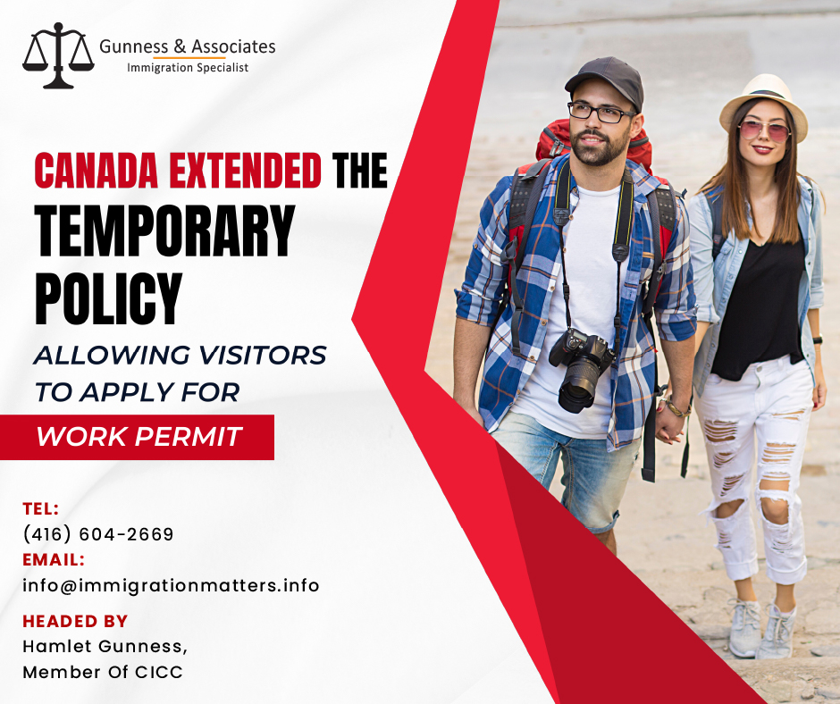Canada extended the temporary policy allowing visitors to apply for work permits on February 28, 2023, the Government of Canada extended the temporary policy allowing visitors to Canada to apply for a work permit. Having a valid job offer, foreign nationals who are in Canada as visitors can apply for a work permit without leaving the country. Visitors with a work permit within the last 12 months can also apply for an interim work authorization to continue working in Canada. This temporary public policy has been extended by an additional two years and will remain in effect until February 28, 2025. Eligibility Requirements for the temporary policy for Visitors in Canada Eligibility requirements for visitors to apply for an employer-specific work permit are: have a valid visitor status in Canada at the time of submitting the application; intend to work for the employer and occupation specified by the LMIA or LMIA-exempt offer of employment included in their work permit application submitted under the public policy; submit an application for an employer-specific work permit before February 28, 2025; has remained status since submitting their application and intends to maintain it for the duration of the time that their work permit application is being processed in Canada. A former holder of a work permit who converted to visitor status may also be eligible for temporary work authorization if they meet the following requirements in addition to meeting the requirements for the work permit: have maintained a valid temporary resident status in Canada at the time of submitting their work permit application; held a valid work permit for the 12 months prior to the date on which they submitted their application for a work permit under this public policy, even though they are only visiting at the time; intend to apply for a work permit under the public policy and to work for the employer and in the occupation specified in the LMIA or LMIA-exempt offer of employment; have used the IRCC Web form to apply to IRCC for the interim authorization to work in accordance with this public policy; and have requested that the authorization to work be applicable while their application for a work permit is being processed. Objectives of the Temporary Policy This temporary policy will allow eligible foreign individuals who hold valid temporary resident status as visitors to apply from inside Canada for a work permit that is supported by a job offer exempt eligible foreign nationals from the requirement that a work visa won't be granted if they don't meet certain temporary residence criteria. While a decision on their work permit application is pending, allow eligible former temporary foreign workers to work. Open Job positions in Canada Canada is facing a severe labor shortage even as the economy is expanding. By continuing this policy, foreign nationals who are in Canada on a visitor visa can work there without having to leave. This helps newcomers who might want to work and eventually move to Canada, as well as employers who have open positions. The most recent report on job openings from Statistics Canada reveals that there are currently more than 800,000 open positions in the country. The sectors with the highest vacancy rates include those supplying accommodation and food as well as healthcare. Want to know more details about “Canada extended the temporary policy allowing visitors to apply for work permits” you can contact one of our immigration specialists at Gunness & Associates. Tel: (416) 604-2669 Email: info@test2.immigrationmatters.info Gunness & Associates has helped thousands of people successfully immigrate to Canada with their families. Our skilled and experienced immigration experts have the expertise to accurately examine your case and advise you on the best method of proceeding to best serve your needs. For honest and straightforward advice, contact the experts at Gunness & Associates. Get a free Assessment Join our newsletter and get up-to-date immigration news Click here All rights reserved ©2022 Gunness & Associate